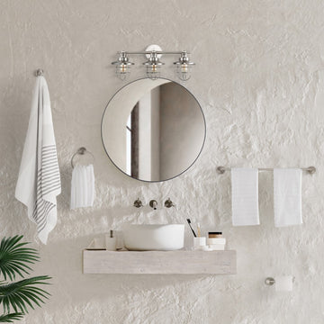 Ellis 24" 3-Light Industrial Farmhouse Vanity Light with Bathroom Hardware Accessory Set - JONATHAN Y